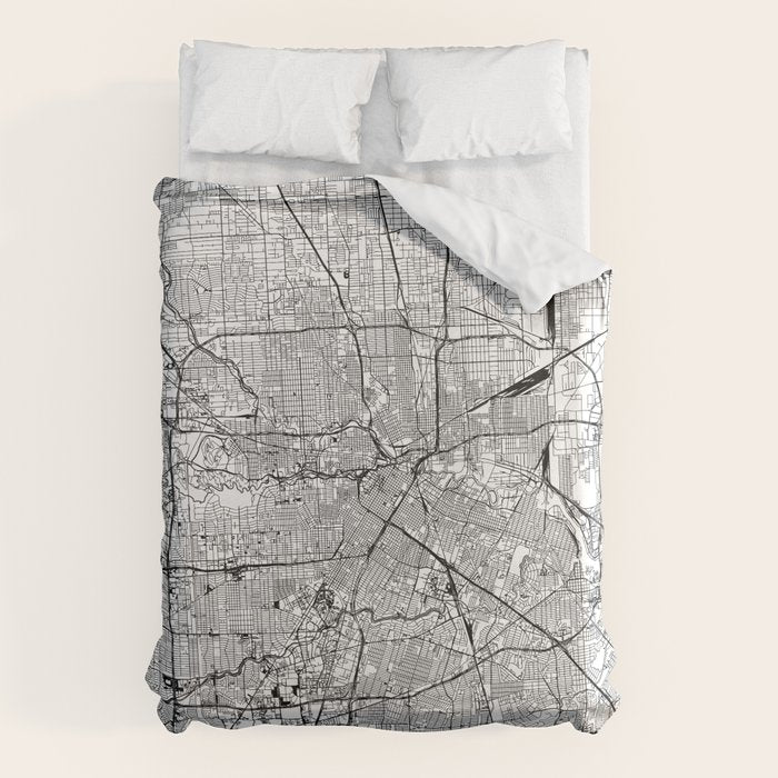 Houston White Map Duvet Cover Gallery Image 6