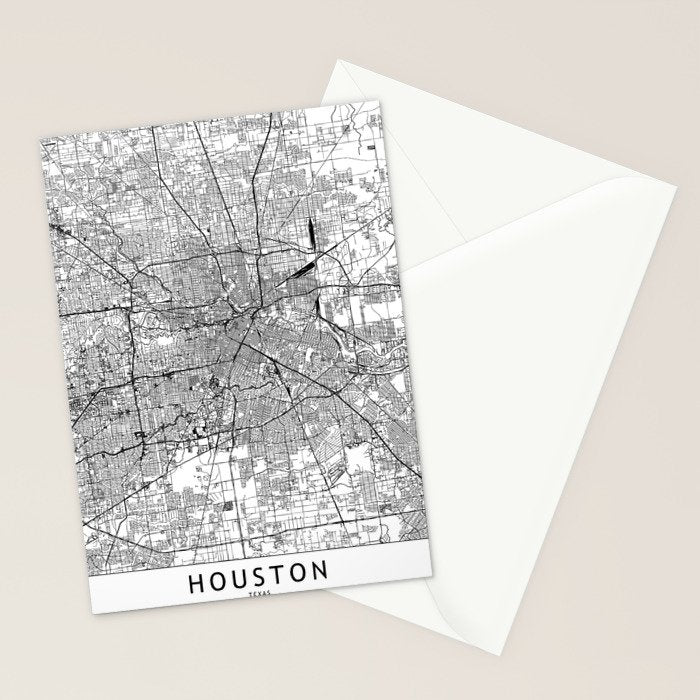 Houston White Map Stationery Card Gallery Image 2