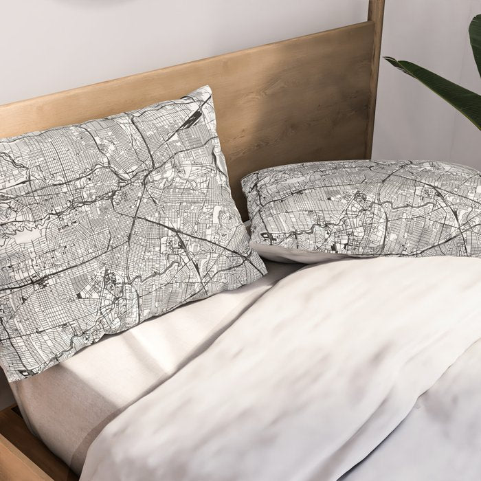 Houston White Map Pillow Sham Gallery Image 2