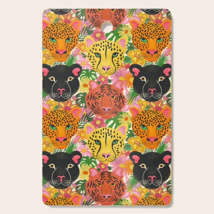 Maximalist Jungle Tiger Cheetah Leopard and Jaguar Cutting Board Gallery Image 1