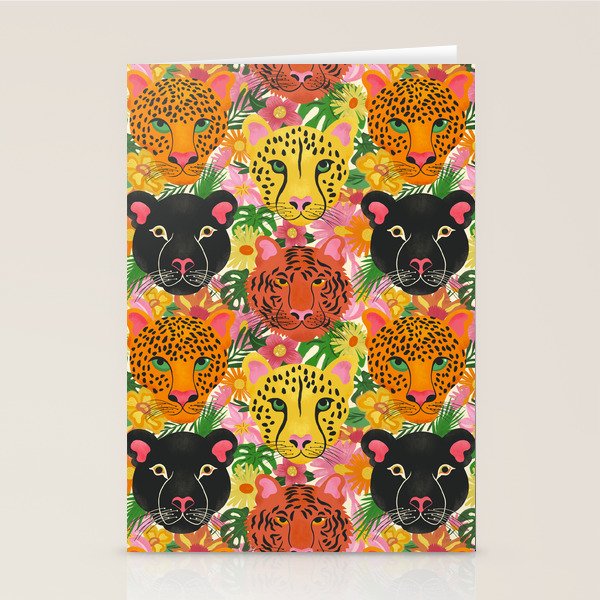 Maximalist Jungle Tiger Cheetah Leopard and Jaguar Stationery Card Gallery Image 1