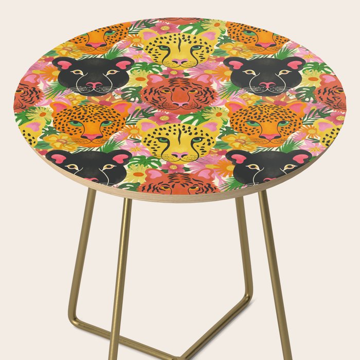 Maximalist Jungle Tiger Cheetah Leopard and Jaguar Side Table Gallery Image 2