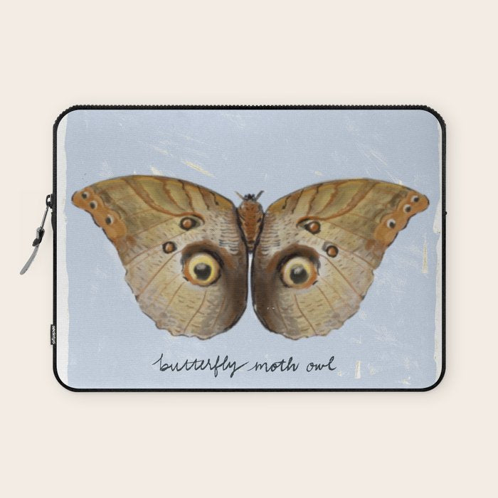 Vintage Butterfly Moth Owl on Soft Sky  Laptop Sleeve Gallery Image 1