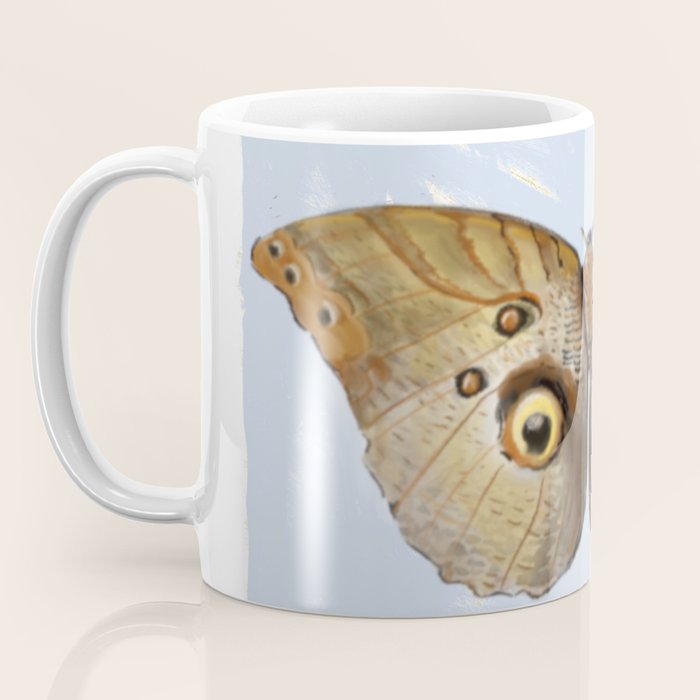 Vintage Butterfly Moth Owl on Soft Sky  Coffee Mug Gallery Image 3