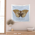 Vintage Butterfly Moth Owl on Soft Sky  Wall Tapestry Gallery Image 2