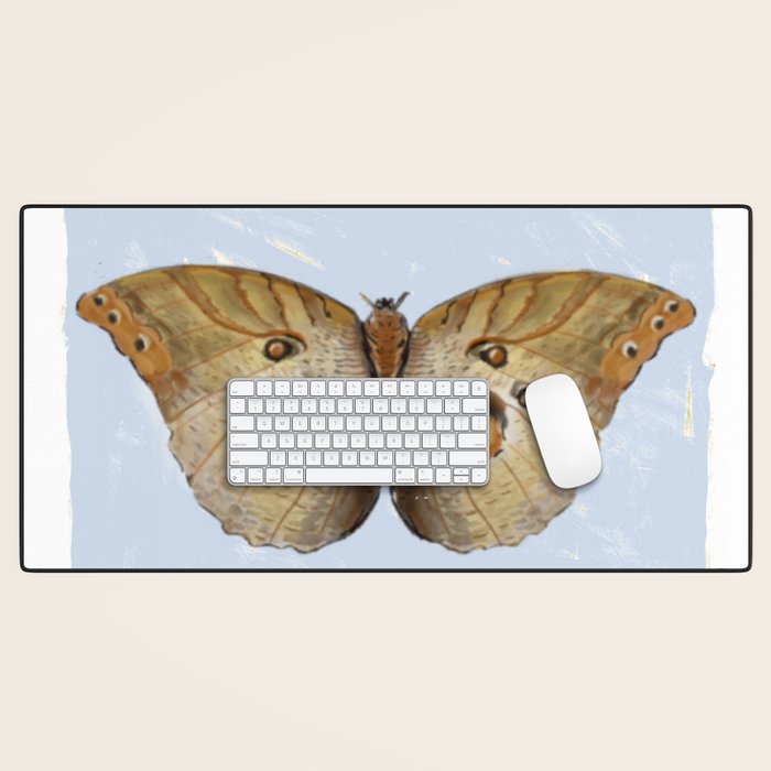 Vintage Butterfly Moth Owl on Soft Sky  Desk Mat Gallery Image 1