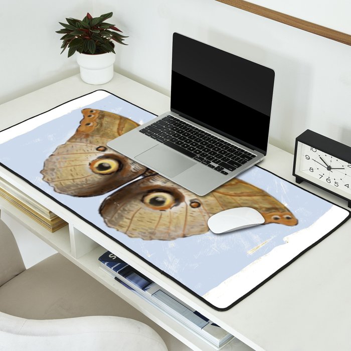 Vintage Butterfly Moth Owl on Soft Sky  Desk Mat Gallery Image 2