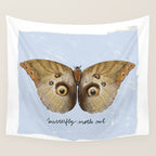 Vintage Butterfly Moth Owl on Soft Sky  Wall Tapestry Gallery Image 4