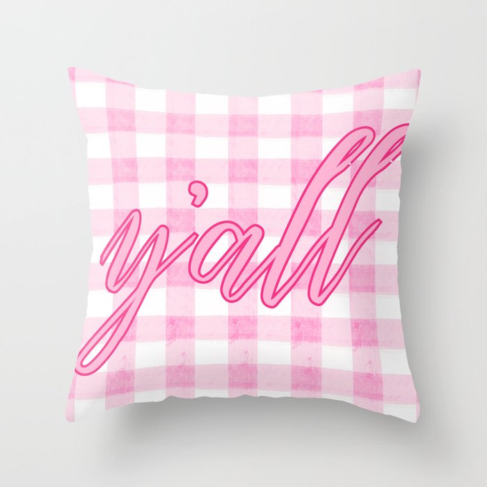 Y'all Pink Throw Pillow Gallery Image 6