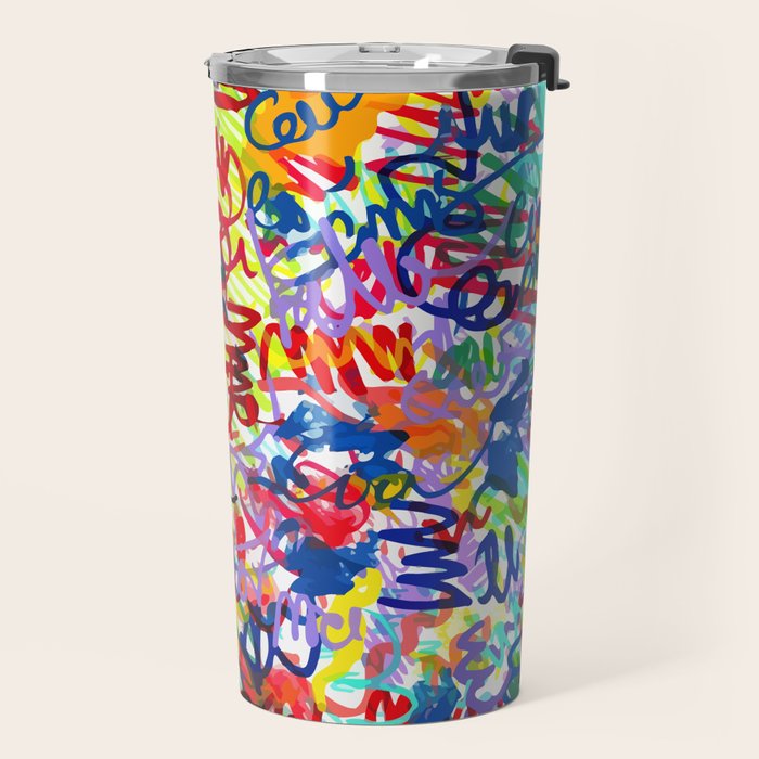 Urban Graffiti Pattern Art Made With Ink and Pen Travel Mug Gallery Image 2
