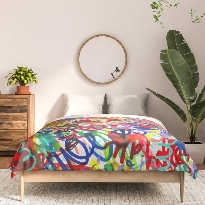 Urban Graffiti Pattern Art Made With Ink and Pen Comforter Gallery Image 3
