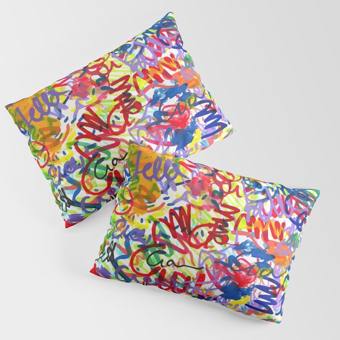 Urban Graffiti Pattern Art Made With Ink and Pen Pillow Sham Gallery Image 3