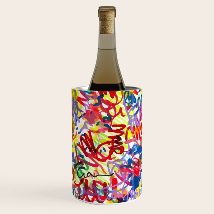 Urban Graffiti Pattern Art Made With Ink and Pen Wine Chiller Gallery Image 1