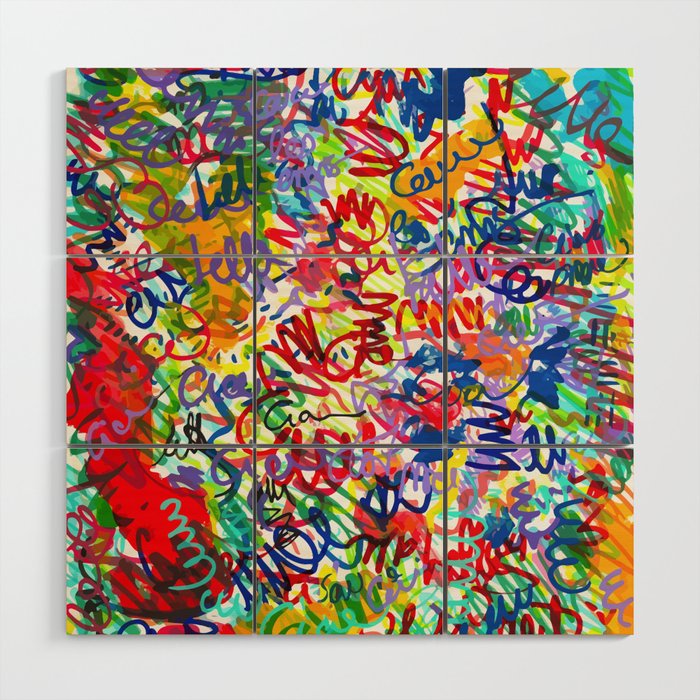 Urban Graffiti Pattern Art Made With Ink and Pen Wood Wall Art Gallery Image 1