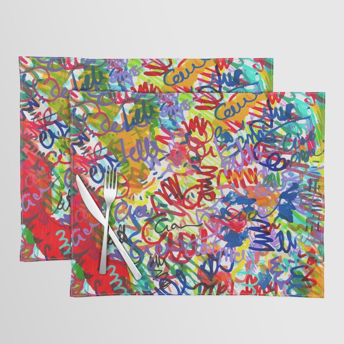 Urban Graffiti Pattern Art Made With Ink and Pen Placemat Gallery Image 1