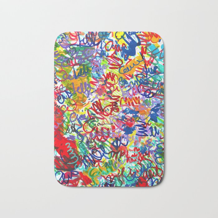 Urban Graffiti Pattern Art Made With Ink and Pen Bath Mat Gallery Image 1