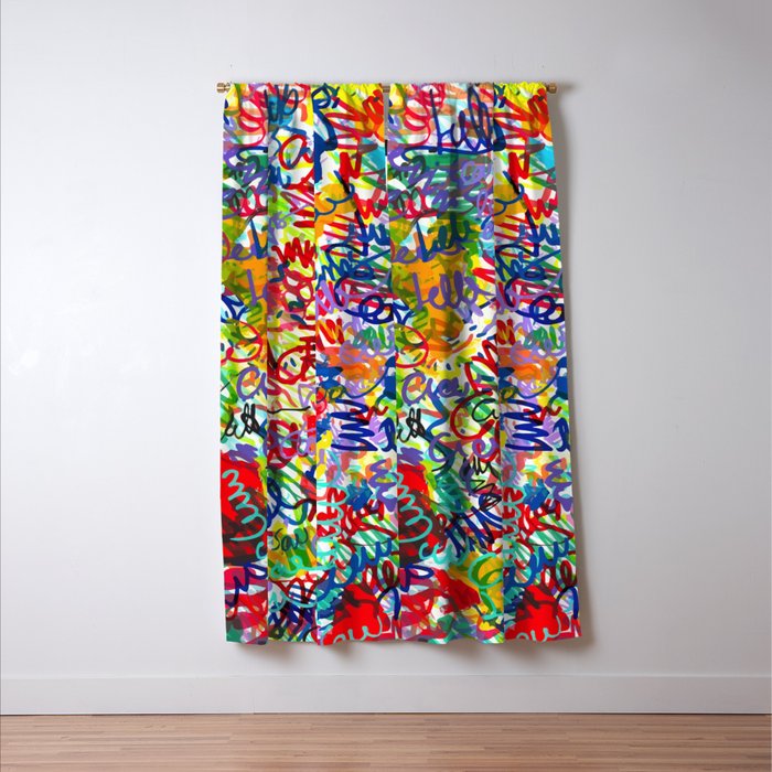 Urban Graffiti Pattern Art Made With Ink and Pen Window Curtain Gallery Image 3