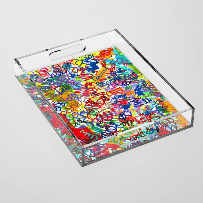 Urban Graffiti Pattern Art Made With Ink and Pen Acrylic Tray Gallery Image 1