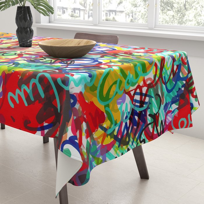 Urban Graffiti Pattern Art Made With Ink and Pen Tablecloth Gallery Image 3