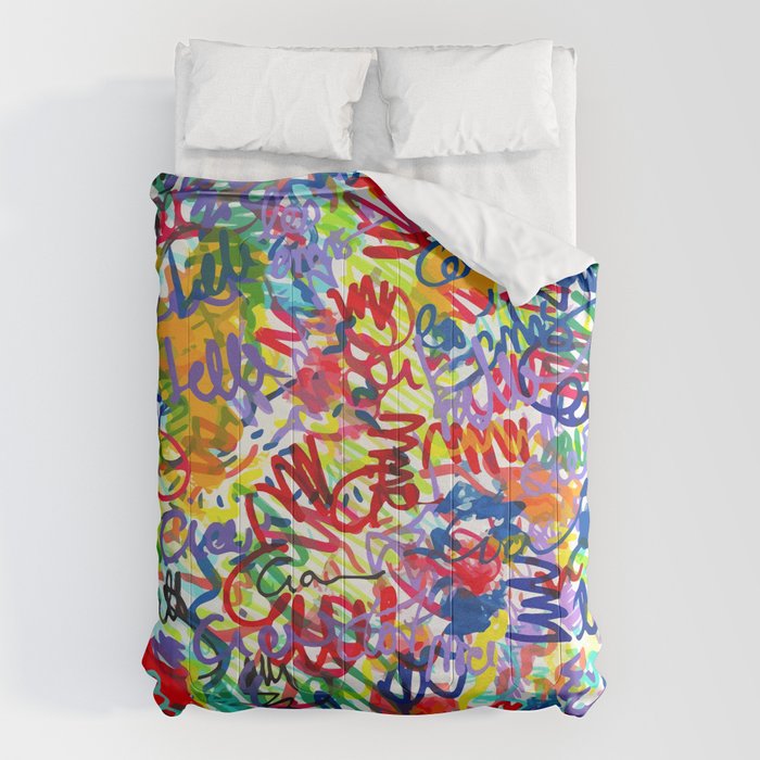 Urban Graffiti Pattern Art Made With Ink and Pen Comforter Gallery Image 1
