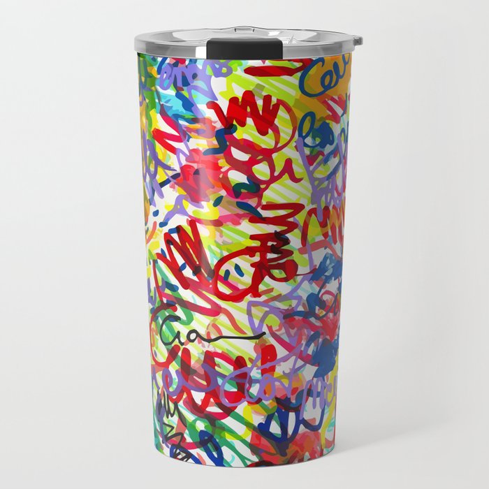 Urban Graffiti Pattern Art Made With Ink and Pen Travel Mug Gallery Image 1