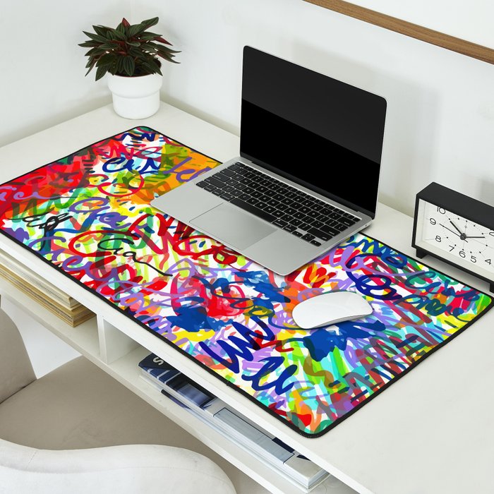 Urban Graffiti Pattern Art Made With Ink and Pen Desk Mat Gallery Image 2