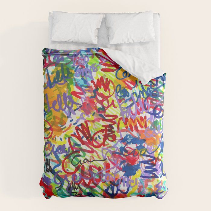 Urban Graffiti Pattern Art Made With Ink and Pen Duvet Cover Gallery Image 6