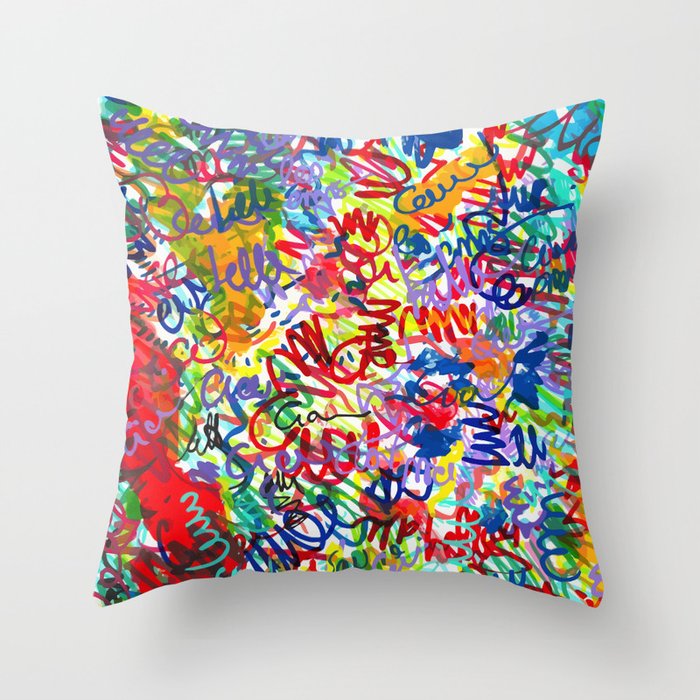 Urban Graffiti Pattern Art Made With Ink and Pen Throw Pillow Gallery Image 1