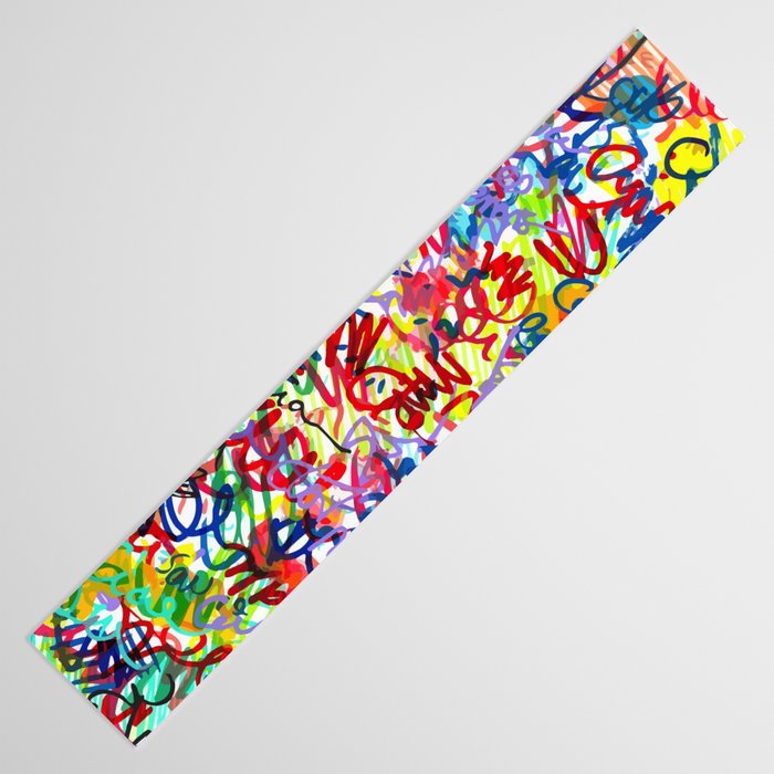 Urban Graffiti Pattern Art Made With Ink and Pen Table Runner Gallery Image 3