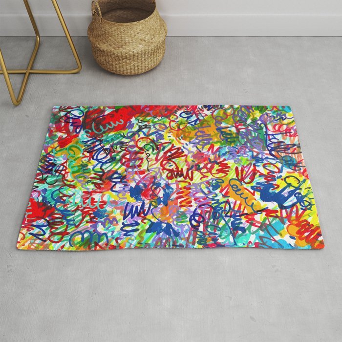 Urban Graffiti Pattern Art Made With Ink and Pen Rug Gallery Image 1