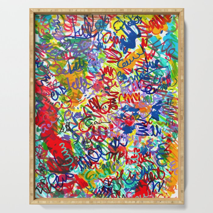 Urban Graffiti Pattern Art Made With Ink and Pen Serving Tray Gallery Image 1