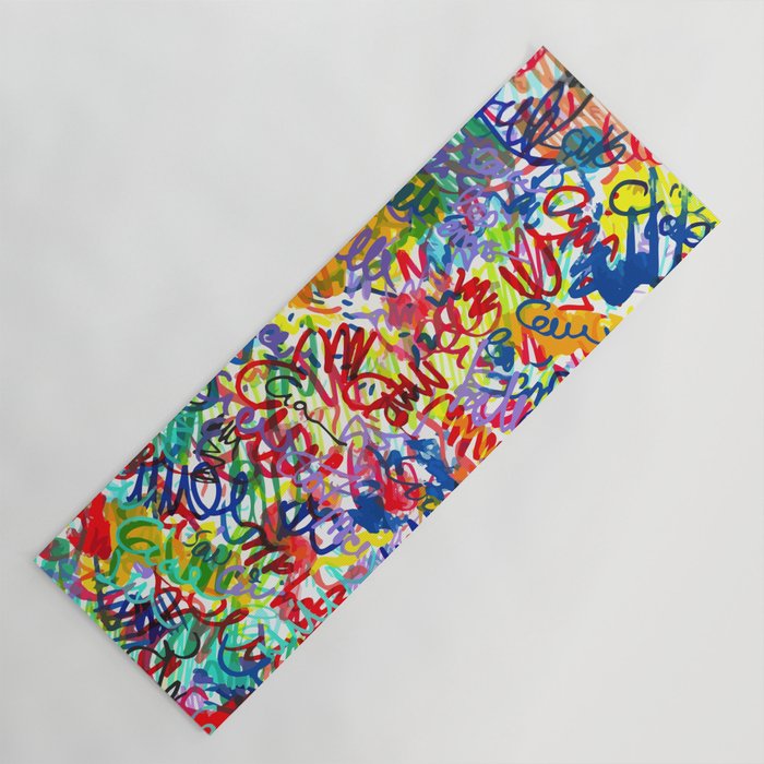 Urban Graffiti Pattern Art Made With Ink and Pen Yoga Mat Gallery Image 1