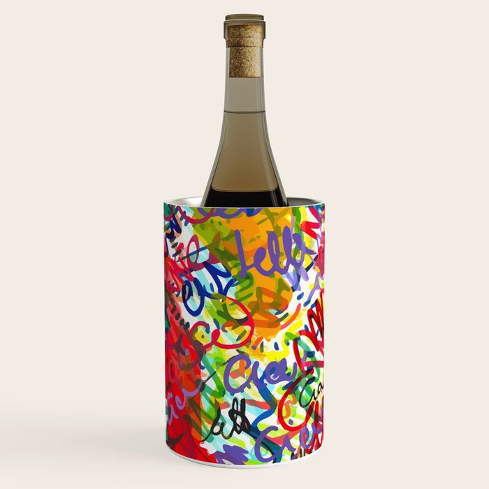 Urban Graffiti Pattern Art Made With Ink and Pen Wine Chiller Gallery Image 2