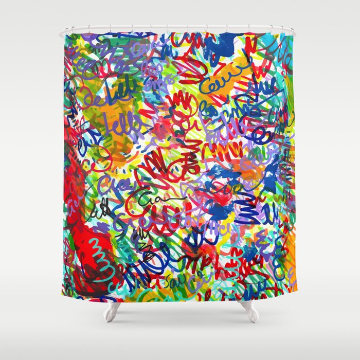 Urban Graffiti Pattern Art Made With Ink and Pen Shower Curtain Gallery Image 1