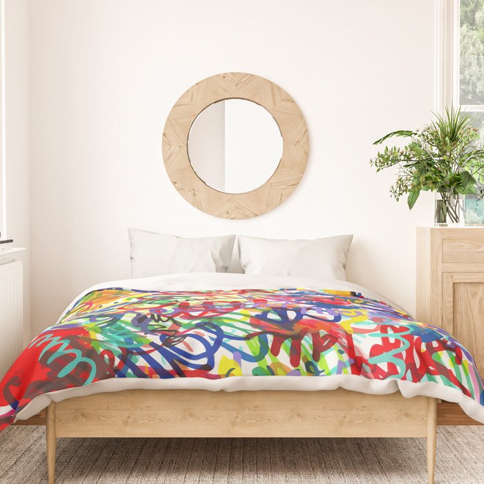 Urban Graffiti Pattern Art Made With Ink and Pen Duvet Cover Gallery Image 3