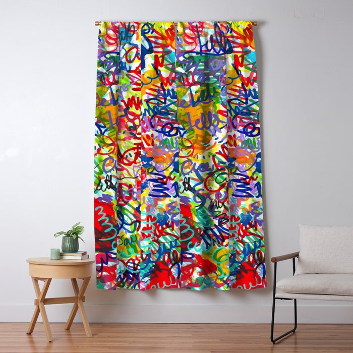 Urban Graffiti Pattern Art Made With Ink and Pen Window Curtain Gallery Image 1