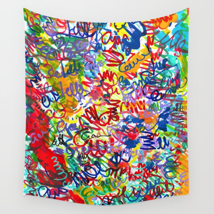Urban Graffiti Pattern Art Made With Ink and Pen Wall Tapestry Gallery Image 4