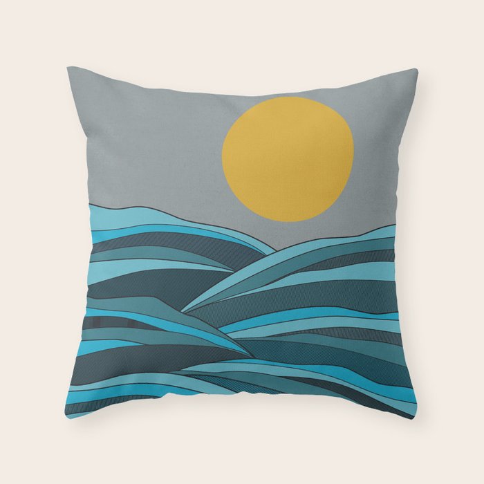 The ocean, waves and sun Throw Pillow Gallery Image 1