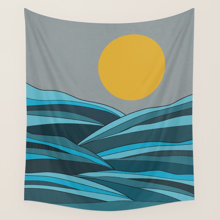 The ocean, waves and sun Wall Tapestry Gallery Image 4