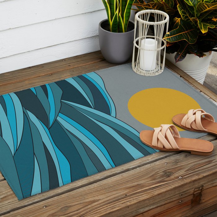 The ocean, waves and sun Outdoor Rug Gallery Image 2
