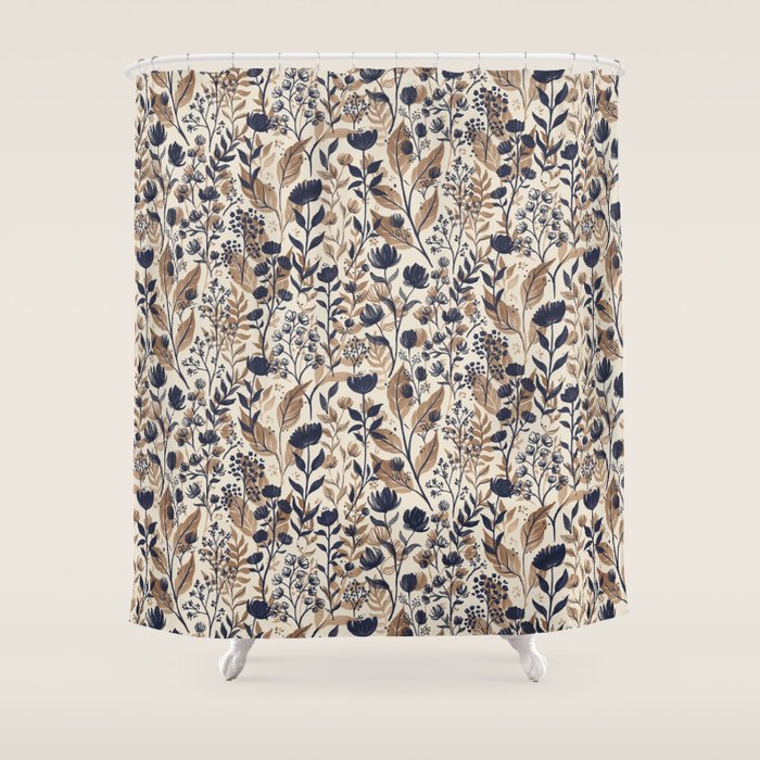 Moody Blooms Dark Neutral Shower Curtain Gallery Image 1