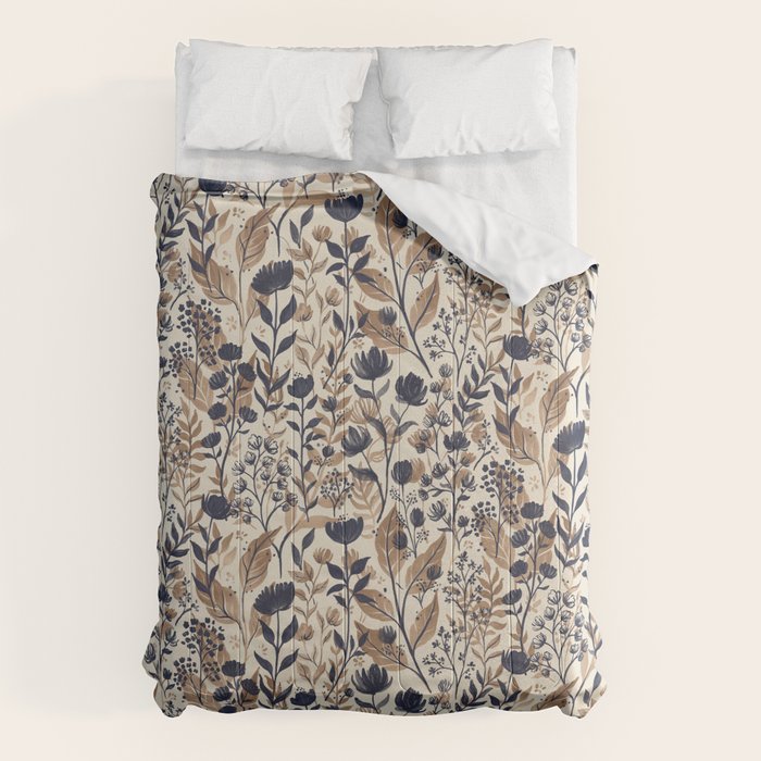 Moody Blooms Dark Neutral Comforter Gallery Image 1