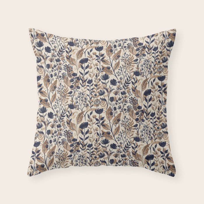 Moody Blooms Dark Neutral Throw Pillow Gallery Image 6