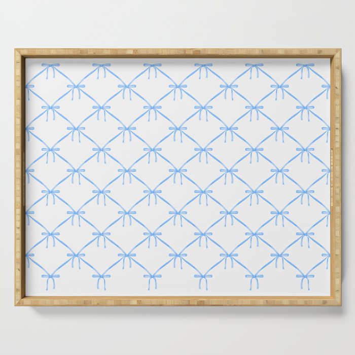 Bows & Ribbons Pattern VII Baby Blue Serving Tray Gallery Image 1