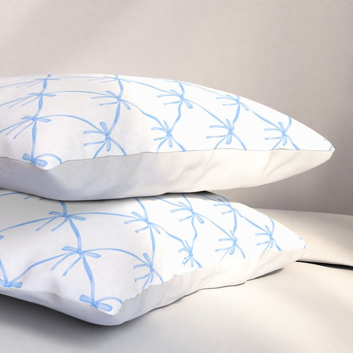 Bows & Ribbons Pattern VII Baby Blue Pillow Sham Gallery Image 3