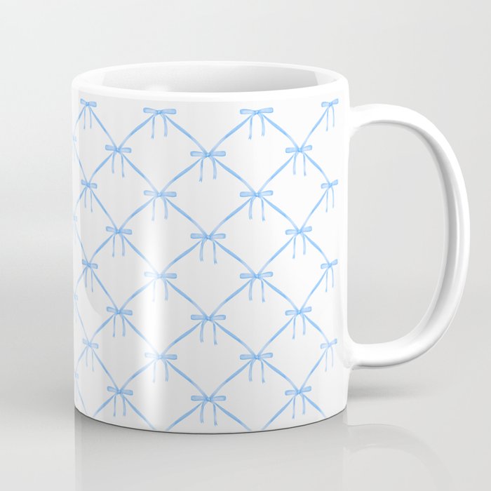 Bows & Ribbons Pattern VII Baby Blue Coffee Mug Gallery Image 1