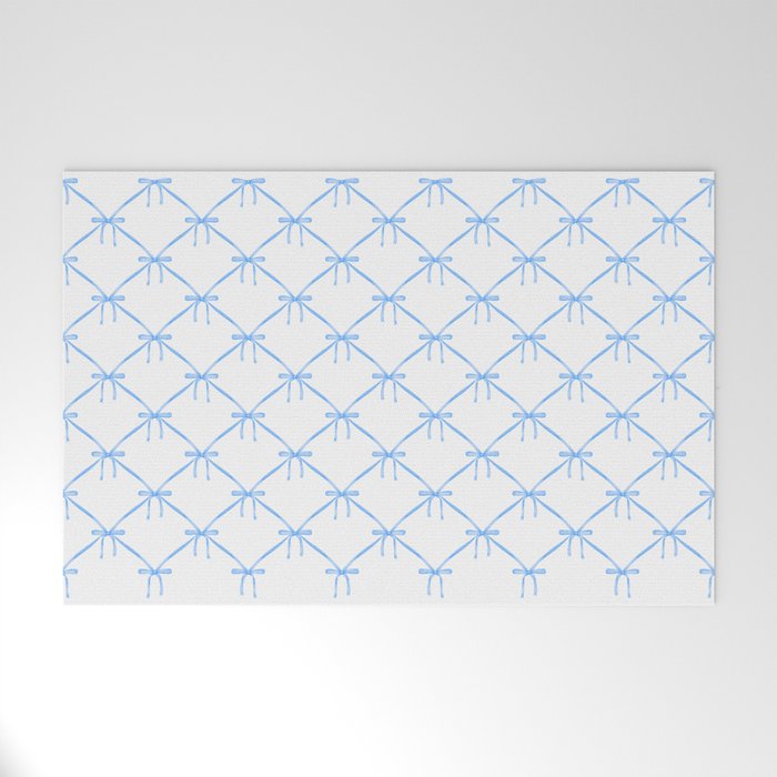 Bows & Ribbons Pattern VII Baby Blue Welcome Mat Gallery Image 1
