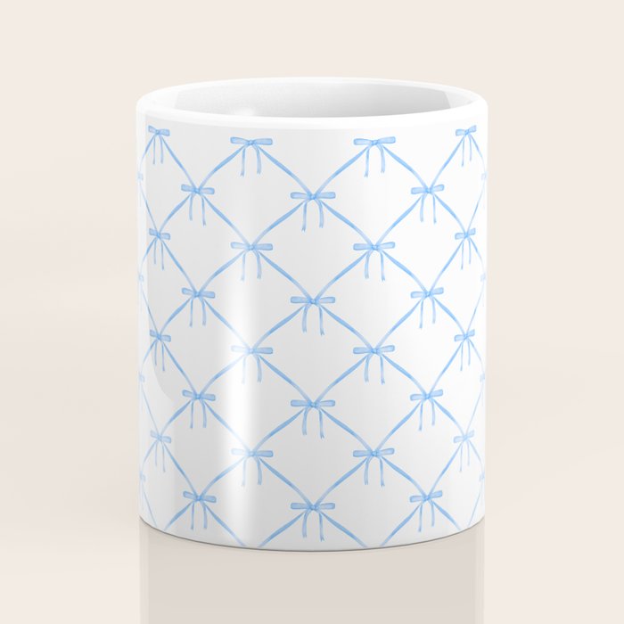 Bows & Ribbons Pattern VII Baby Blue Coffee Mug Gallery Image 4