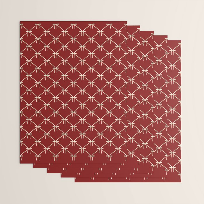 Bows & Ribbons Pattern XI Ruby Red Wrapping Paper Gallery Image 3