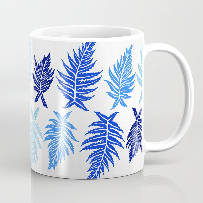 Inked Ferns - Blue Palette Coffee Mug Gallery Image 1